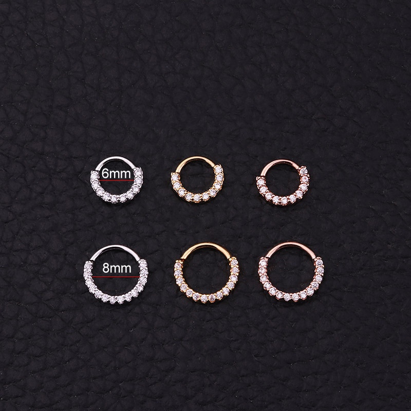 1 Pasang / Set Cincin Hoop Tindik Hidung Palsu Bahan Stainless Steel Warna-Warni Untuk Pria Dan Wanita