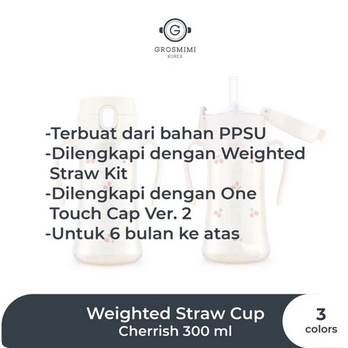 BOSU358 GROSMIMI PPSU WEIGHTED STRAW CUP 300ML BOTOL SEDOTAN ANAK