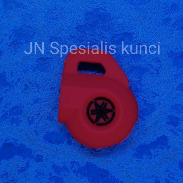 Sarung silikon kunci motor Nmax, lexi-Merah logo hitam