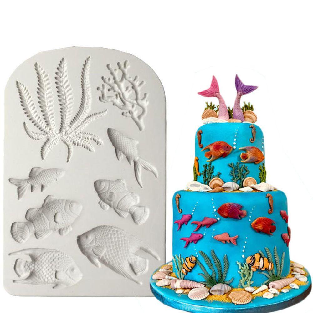 Populer Cetakan Silikon Samudra Home &amp; Kitchen Sea Coral Sugarcraft Ikan Rumput Laut Alat Dekorasi Kue