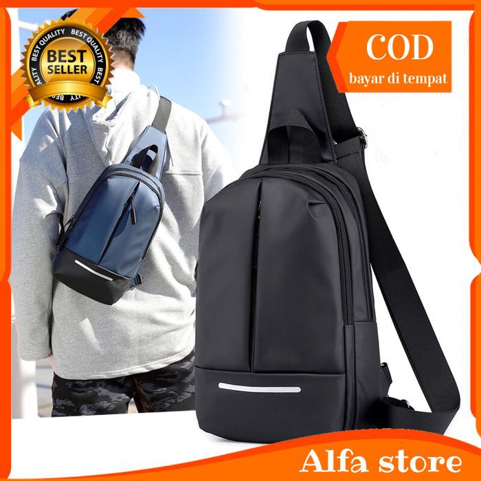 Tas Selempang Pria sling bag anti air Waterproof tas dada bahu slempang cowok hitam sb51