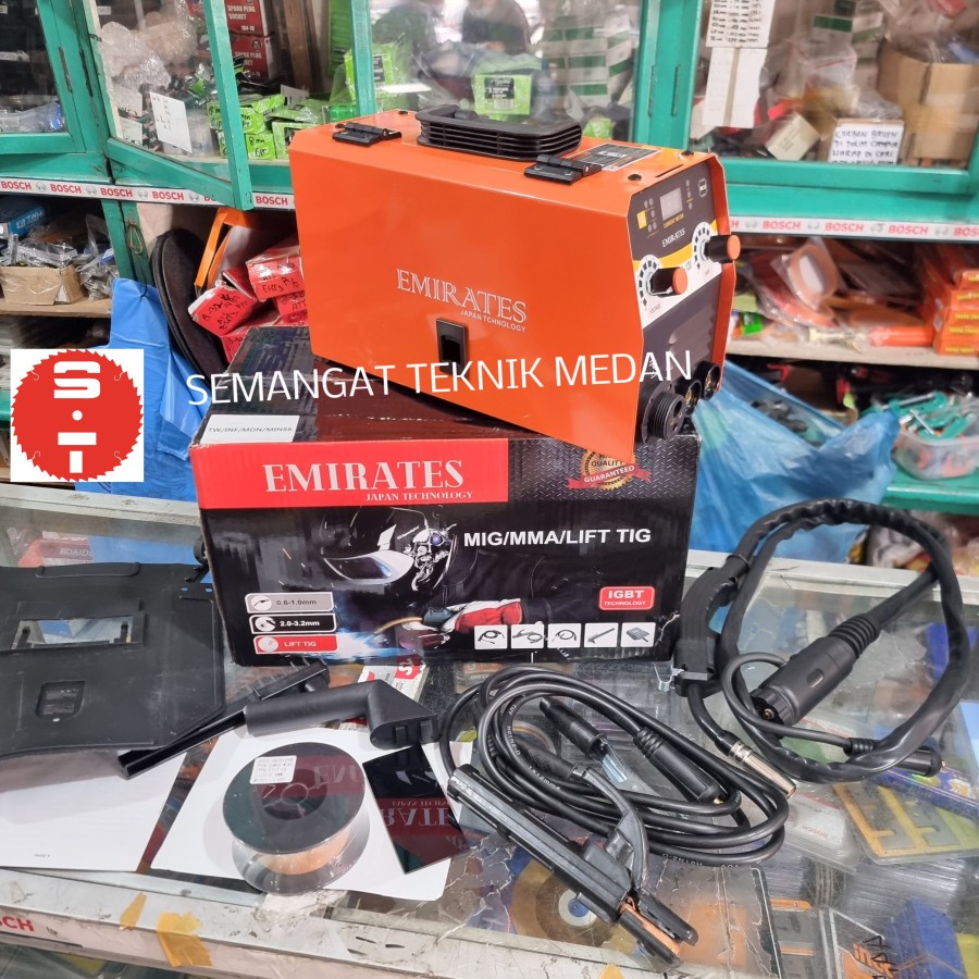 MESIN TRAFO LAS MIG MIGi TANPA GAS CO2 120 A 120A KAWAT SET EMIRATES
