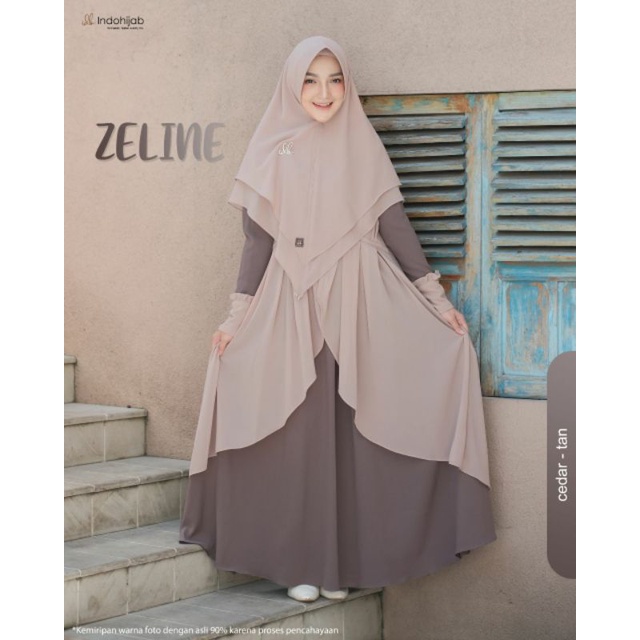 READY ZELINE SET DRESS BY INDOHIJAB ROSEWOOD-COFFE L CEDAR-TAN XS GAMIS SET KHIMAR OUTER