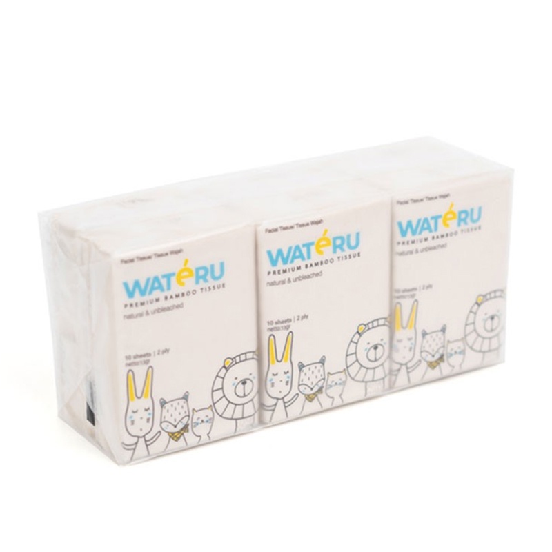 KKV - Wateru Tissue Pocket Tissue Wajah Premium Bamboo Pocket Tissue 6x10 Sheets-1
