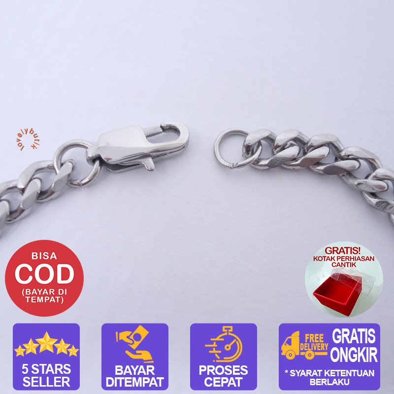 Lovelybutik  Gelang Rantai Titanium Anti Karat Pattern Uk.21 cm Gelang BONUS KOTAK PERHIASAN