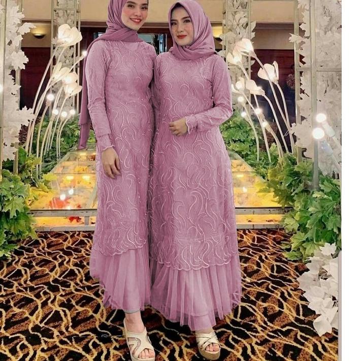 ➷ Maxi Geraldine /Maxi Aldine /Gamis Tille Mutiara /Gamis Motif Bordir Import ❋