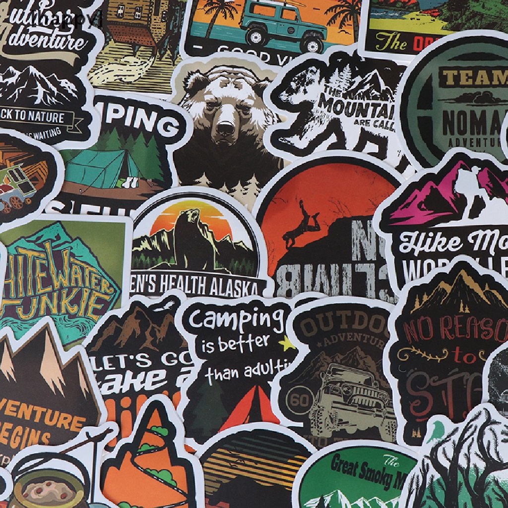 Ha 50 Pcs Stiker Motif Pemandangan Camping Untuk Dekorasi Koperlaptopgitar