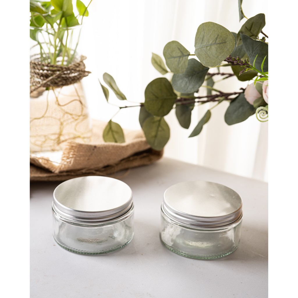 Topless Silver Short 220 ml Lid Alumunium / Toples Kaca Pendek Permen Dapur Bumbu