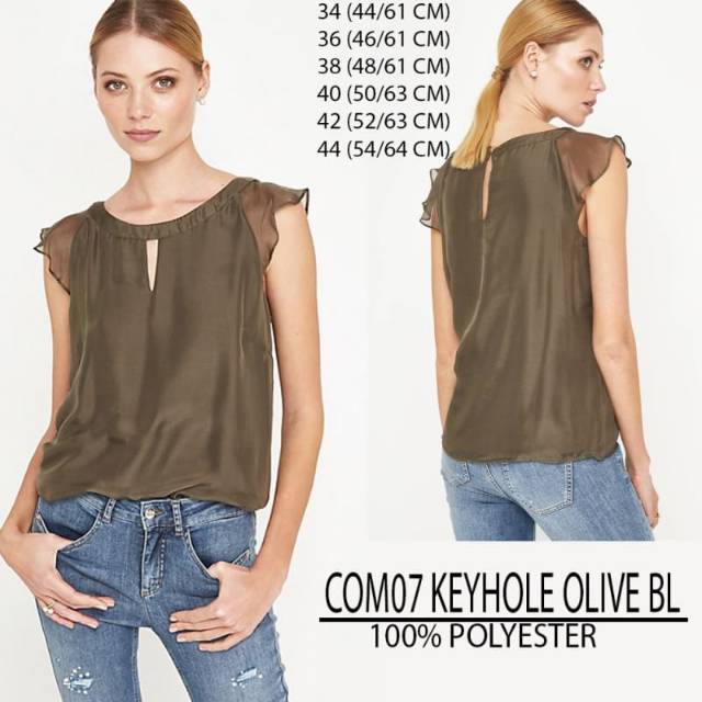 Blouse branded-Comma Keyhole olive blouse