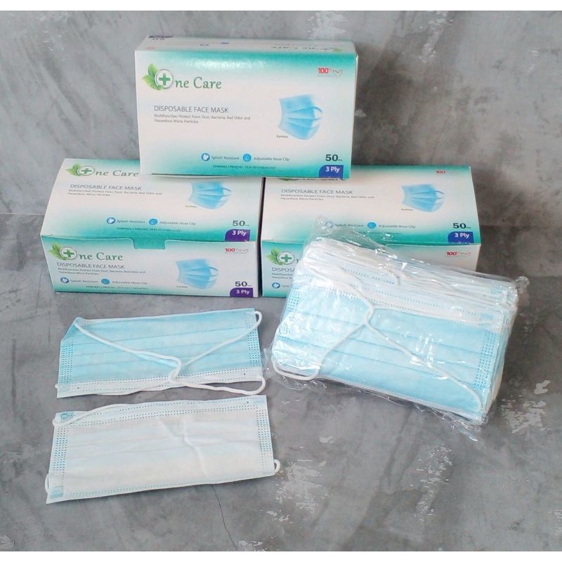 Ready stok masker ONECARE ONE CARE 3 ply. masker HEADLOOP hijab. masker HIJAB BIRU 3 PLY ONECARE