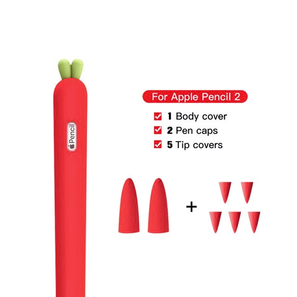 Silicon Stylus Cover Pencil Generasi 1 dan 2 model Carrot dan Lobak