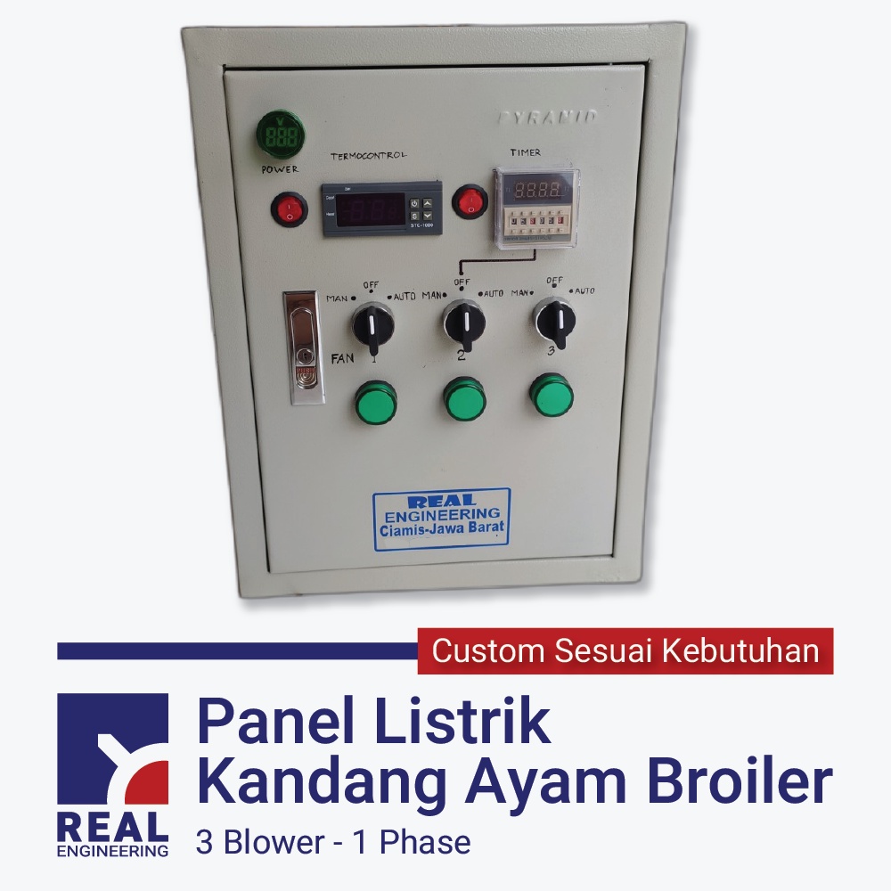 Panel Blower Kandang Ayam Broiler Close House - 3 Fan 1 Phase