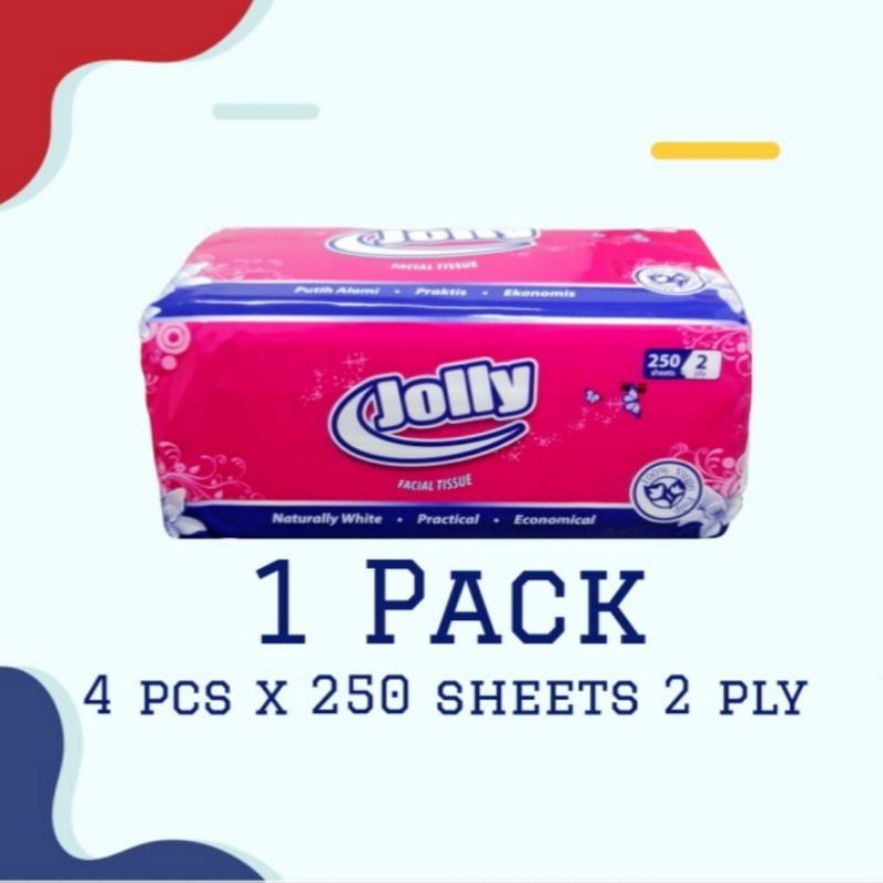 PAKET MURAH ! Facial Tissue Jolly 2ply 250s, Harga untuk Paket 4 tisu