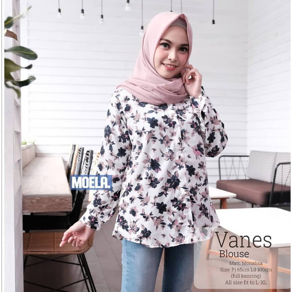 PROMO kemeja vanes blouse putih kemeja monalisa