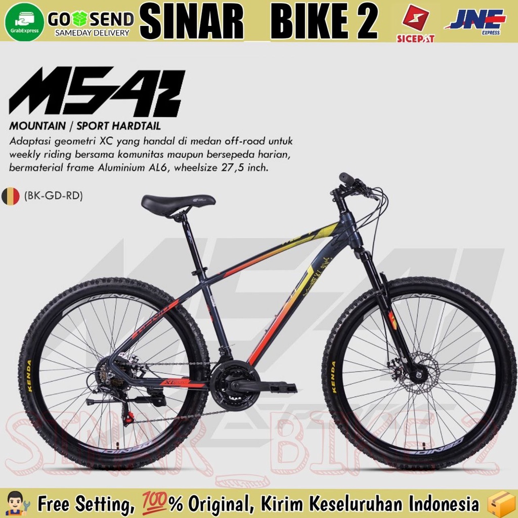 Sepeda Gunung MTB GENIO M542 Frame Alloy 24 Speed Uk.27.5 Inch