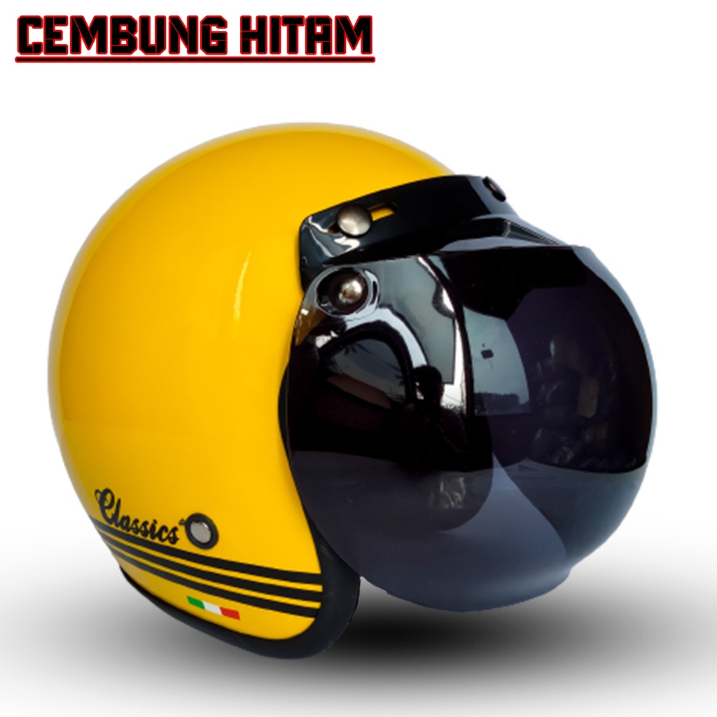 Helm Bogo Classic Half Face Retro Dewasa SNI Kaca Bogo Datar Untuk Pria Dan Wanita COD FREE PACKING DUS