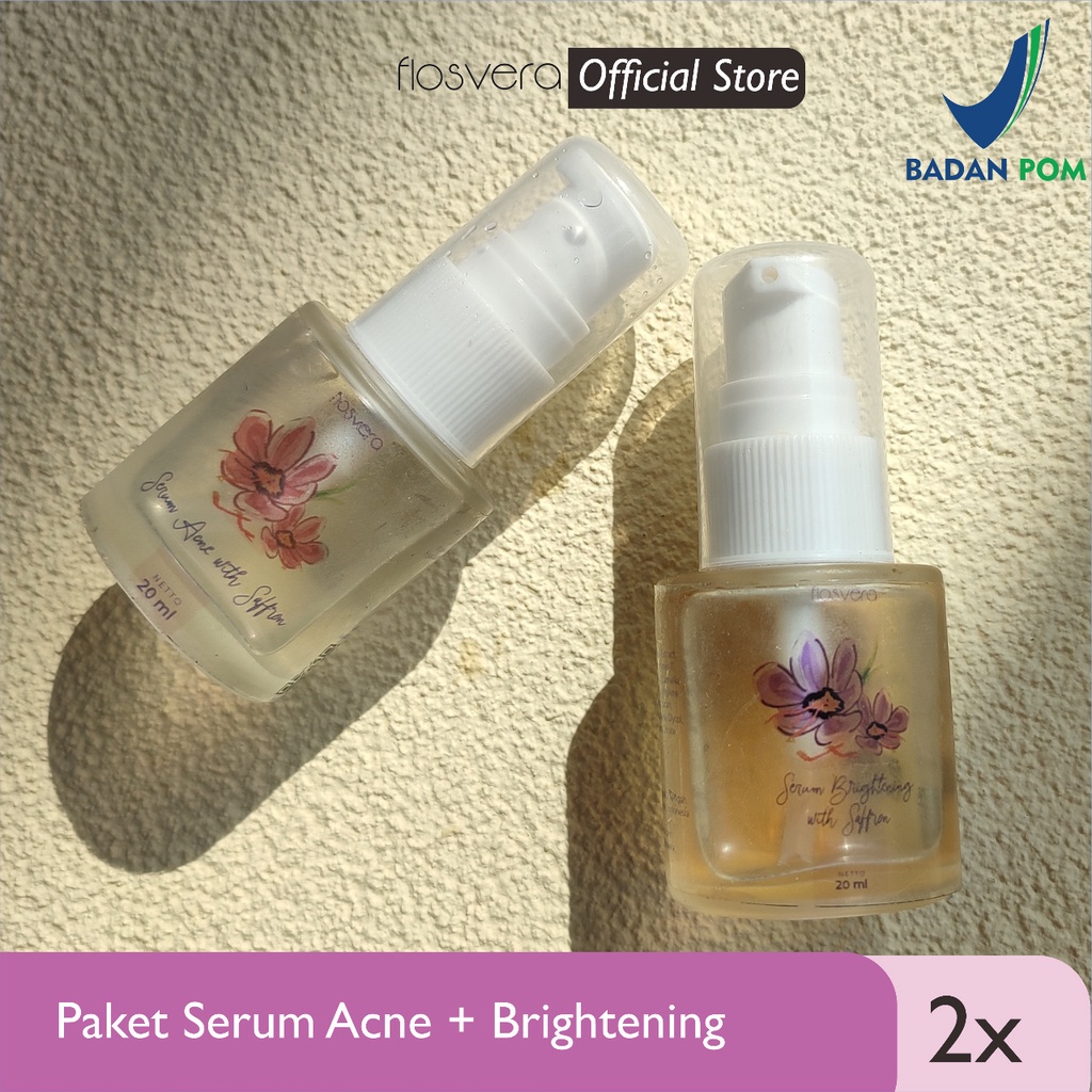 Paket 2 item Flosvera Whitening Serum dan Acne Serum Safron