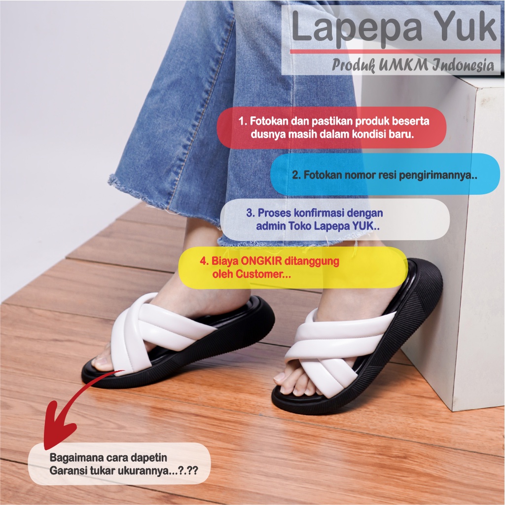 LAPEPA YUK - Sandal Wanita Wedges NADHIRA Sendal Cewek Platform Kondangan Hak Tinggi 3cm Model Silang 2 Size 36 37 38 39 40 41 Pergi Santai Rumah Slop Warna Cream Krem Putih Tulang Soft Selop Premium Original Kekinian Terbaru Shoes ORI Mall Official Store