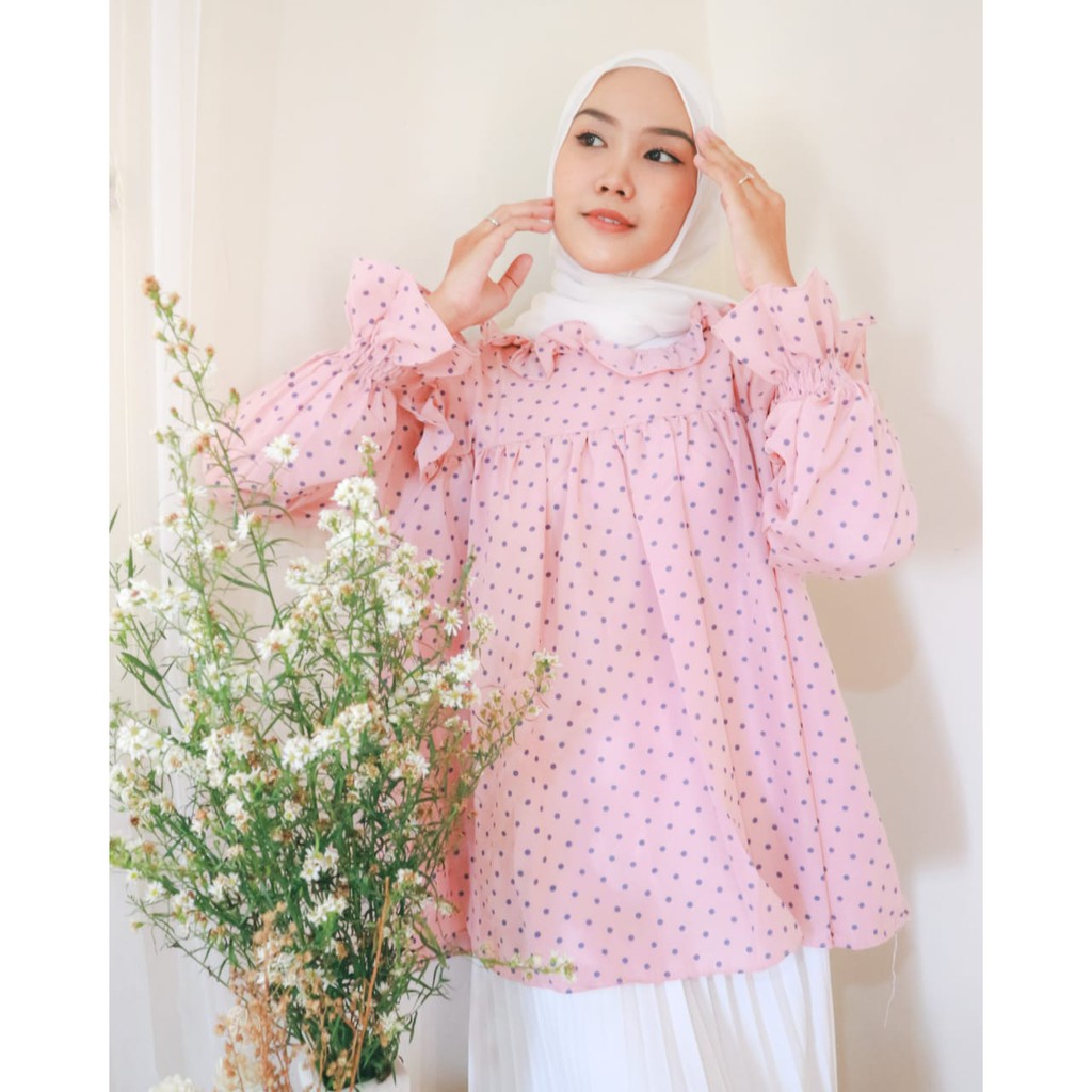 NAYA POLKA TOP / blouse wanita kekinian / atasan wanita termurah-1