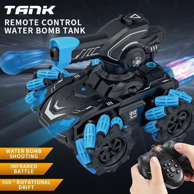 RC Tank Car Waterbomb Mainan Mobil Remote Control Tembak Peluru Air - Merah