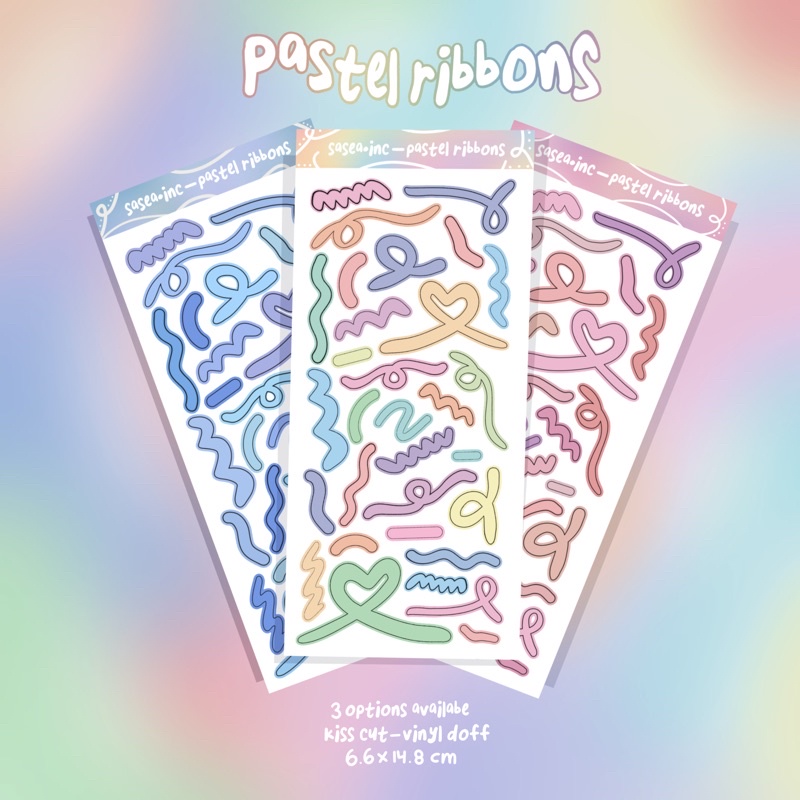 

glitter pastel ribbons sticker sheets