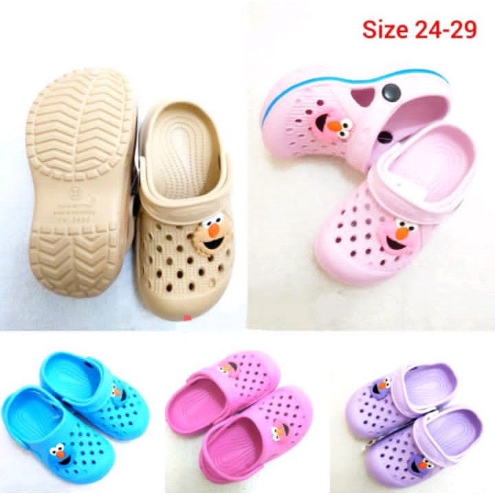 Sandal Anak Baim / Sandal Kodok / Sandal Anak Perempuan Tali Belakang Motif Elmo Usia 8 Bulan - 6 Tahun