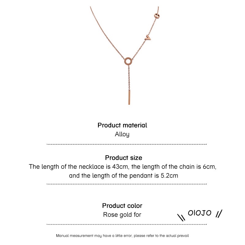 Kalung Rantai Bahan Titanium Steel Motif Tulisan Love Untuk Wanita ol2