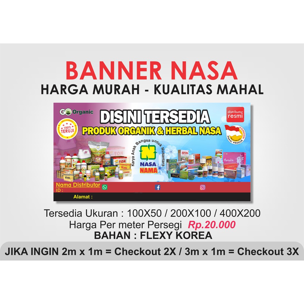 Banner Distributor Natural Nusantara Nasa Flexy Korea Shopee Indonesia