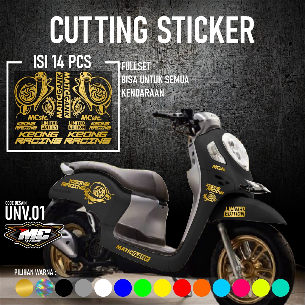 Cutting Sticker Striping Motor Scoopy Fullset isi 14 PCS Stiker Keong Siput - Aksesoris Sepeda Motor