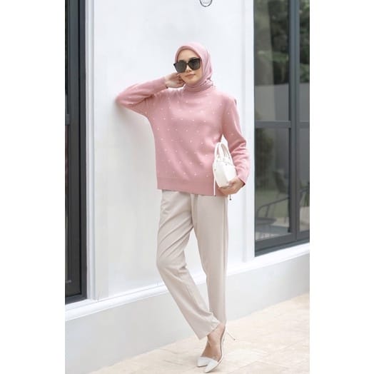 BEFAST - ZEC OOTD Wanita Sweater HOLAND / Oversize Unna Knit Top RIB ( Bisa Melar 20cm) / Pakaian Wanita / Sweater Motif Polkadot / Keluaran terbaru 2022 / Sweater Remaja Kekinian