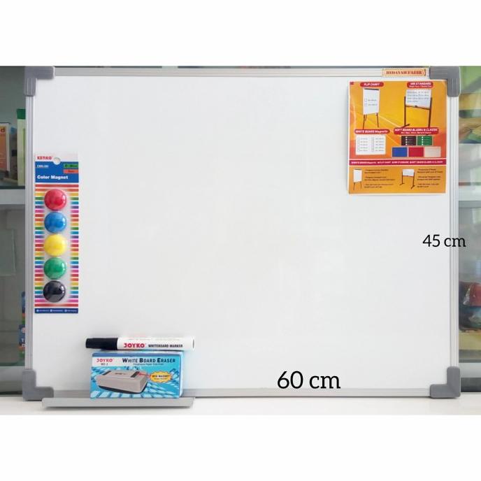 

papan tulis + spidol + penghapus white board + magnet warna