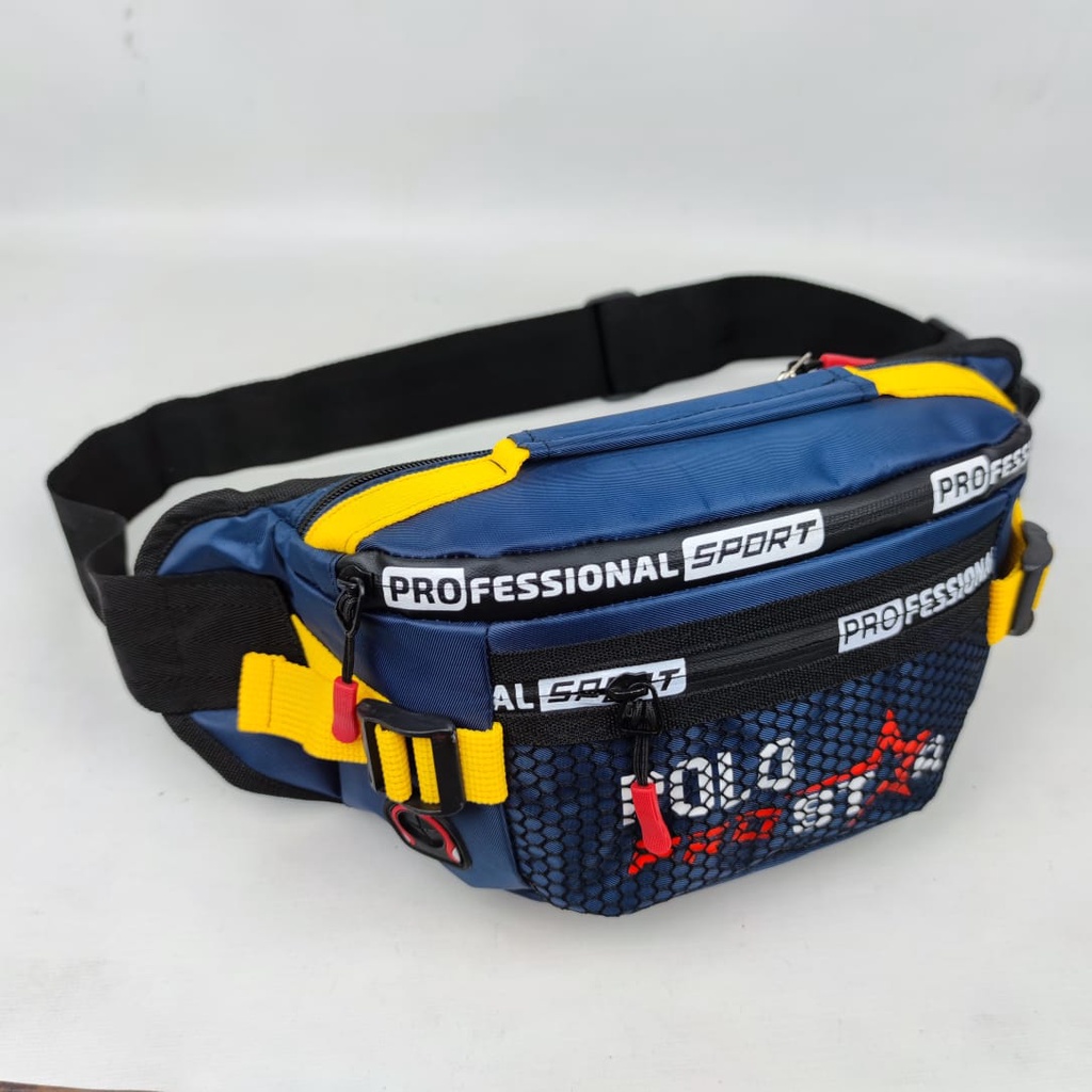 Tas Pria Waistbag Waterproof Original Polo Prostar Bahan Nilon Parasut Tas Pinggang &amp; Tas Selempang Bahu