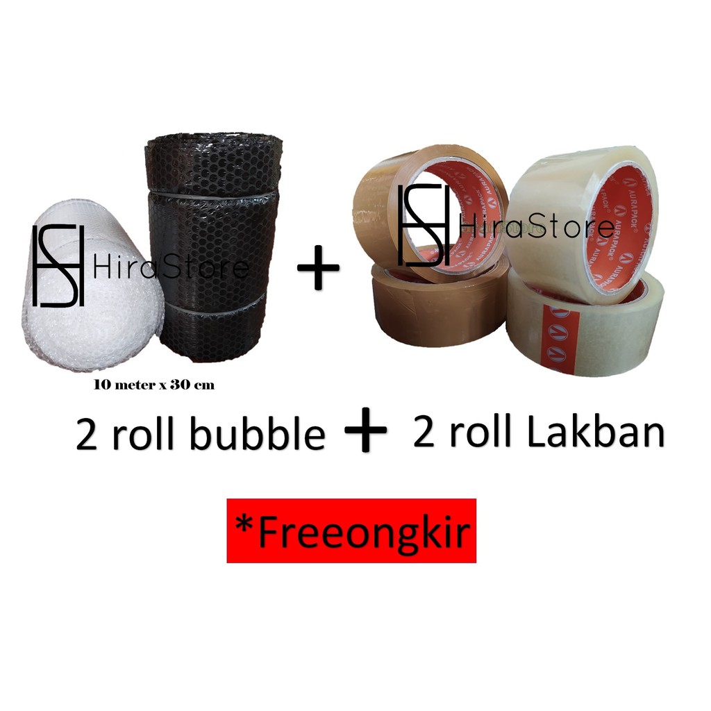 

Pomo Bundling !! Bubblewrap 10 Meter (2 roll) + Lakban 50 meter (2 roll) Free ongkir bubble tebal