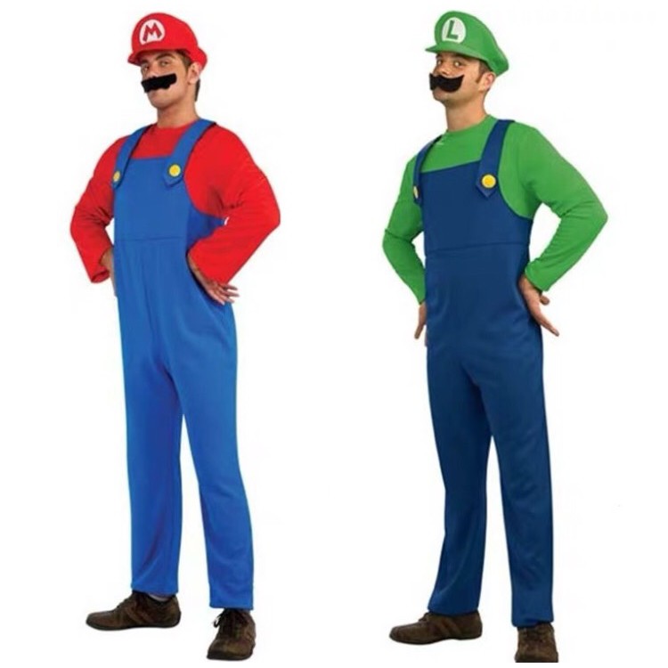 BAJU ONESIE KOSTUM SUPER MARIO LUIGI ANAK DEWASA PIYAMA BAJU TIDUR COSPLAY KIGURUMI