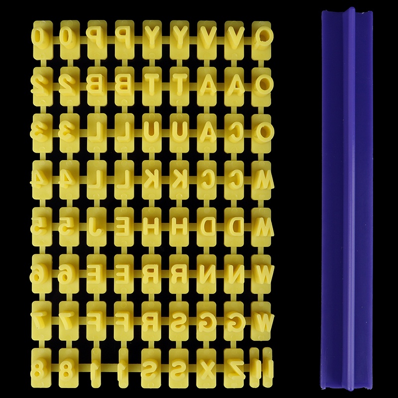 Alat Cetakan Pemotong Kue Fondant Model Stempel Timbul Desain Huruf Alfabet Angka
