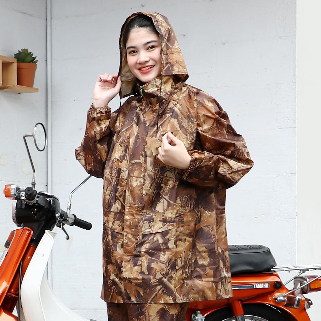 Jas Hujan KUMBANG Stelan Motif Daun Hutan Army Setelan High Quality Raincoat