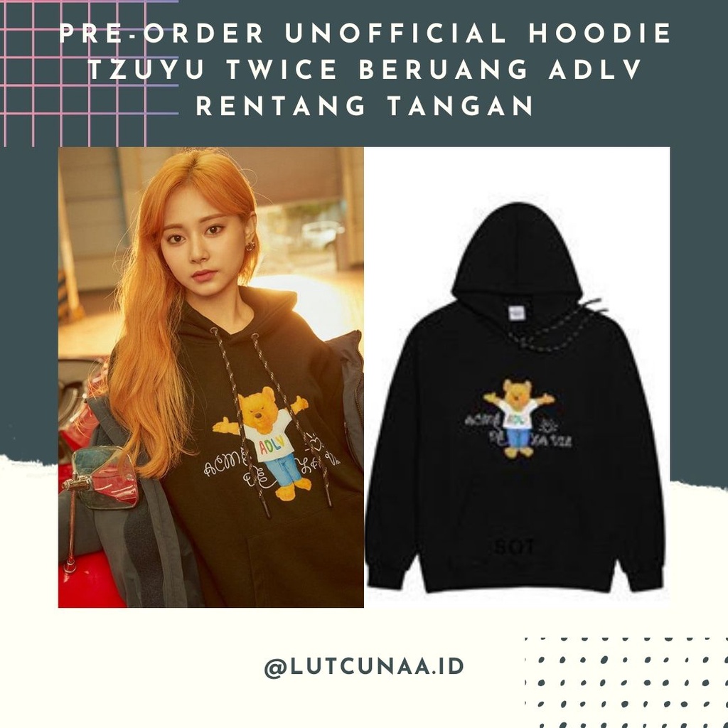 Pre-Order Unofficial HOODIE TZUYU Twice beruang adlv rentang tangan
