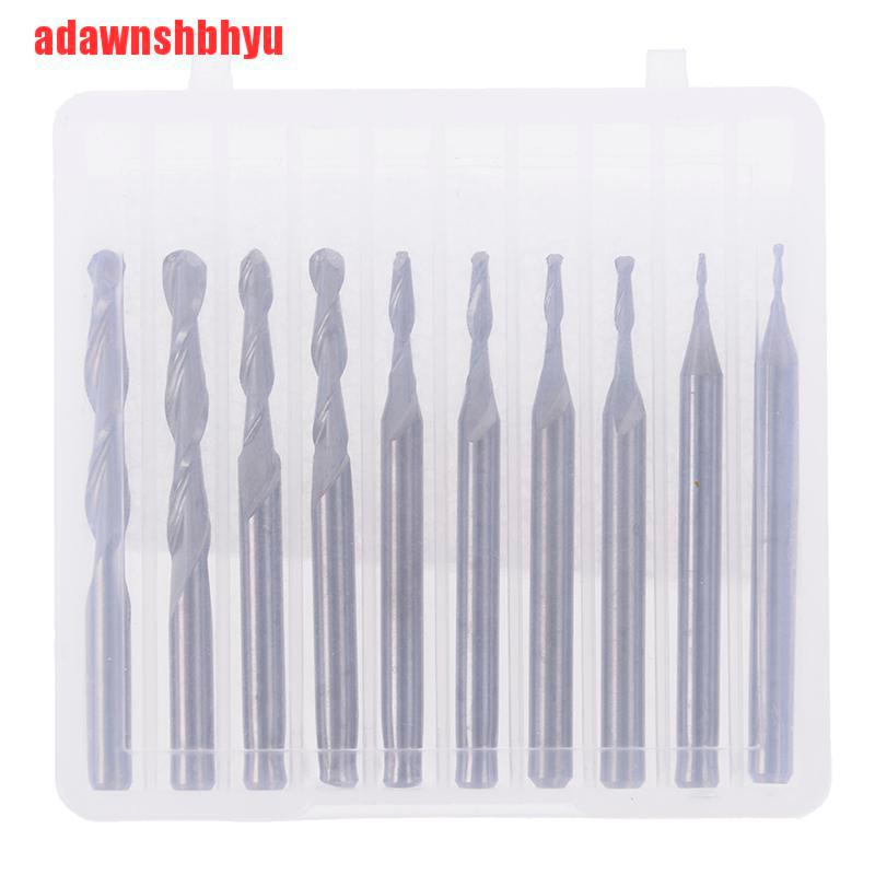 1 Set Shank Carbide Ball Nose End Mill Ukuran 1-3.175mm Untuk Ukiran Cnc