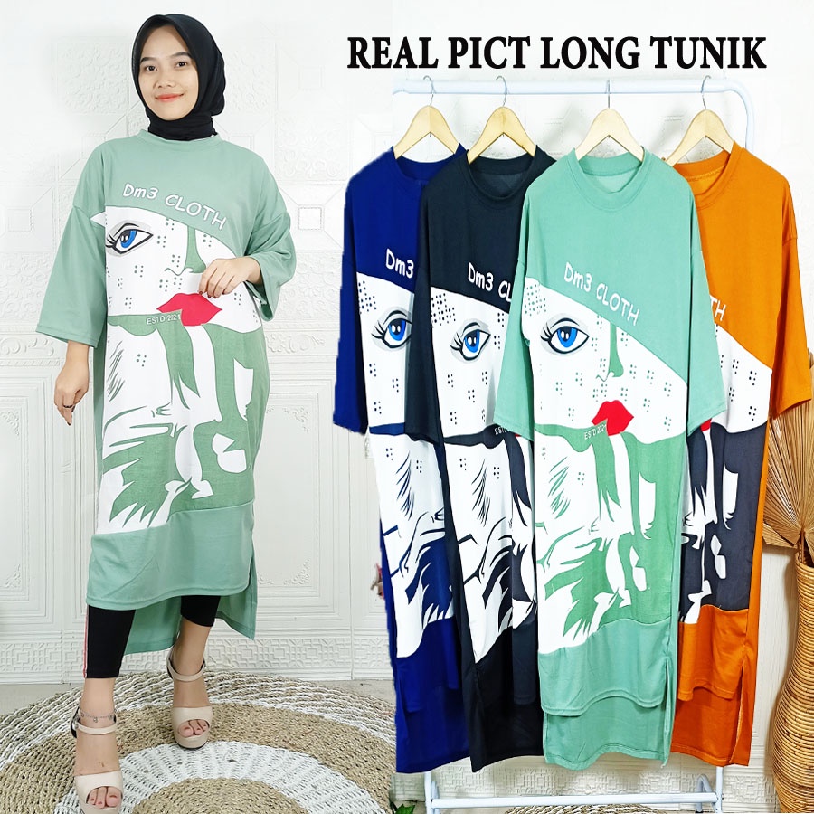 LONG TUNIK EYE LIP DM DRESS OVERSIZE BY GL FASHION