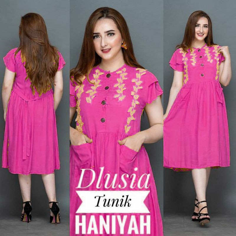 DASTER ARAB DLUSIA TUNIK HANIYAH|| RAYON SUPER GRADE A || RESLETING-Ds HN Pink