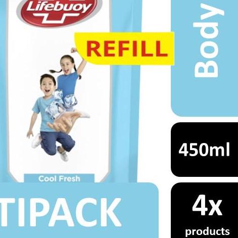 ♦ Lifebouy Sabun Cair Cool Fresh Refill 450 ml (Paket Isi 4) ◙