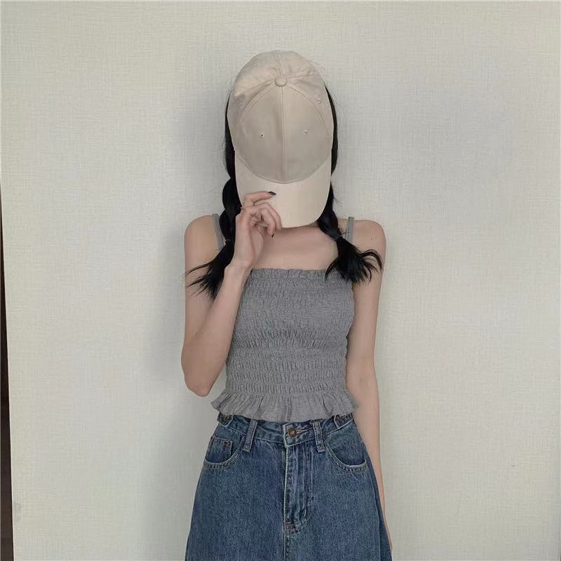 Korean Wrinkle tube Top Tanktop Kemben Bralette include Padding-6