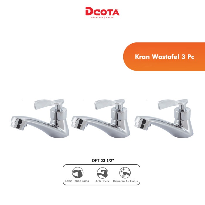 Dcota Kran Wastafel Cuci Tangan DFT 03 1/2&quot; - 3 Pcs