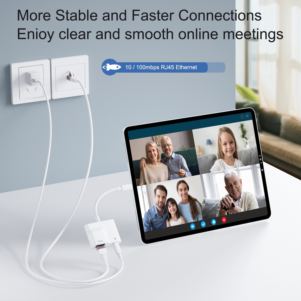 FENODI Lighting to RJ45 Ethernet adapter/Dongle,Pad to lan wired network cable with power charging port,phone to Ethernet hub/connector Support 100Mbps internet/POS System  Compatible with Phone 14/13/12 Pro/11 Pro/SE/X XR XS 8 7 [No Need APP]