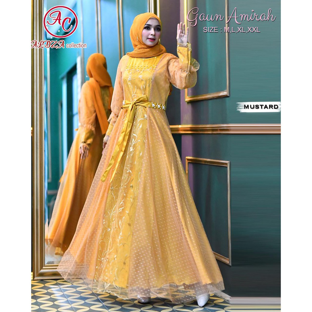 LONG GAMIS TULLE MUTIARA BORDIR / GAMIS AMIRAH