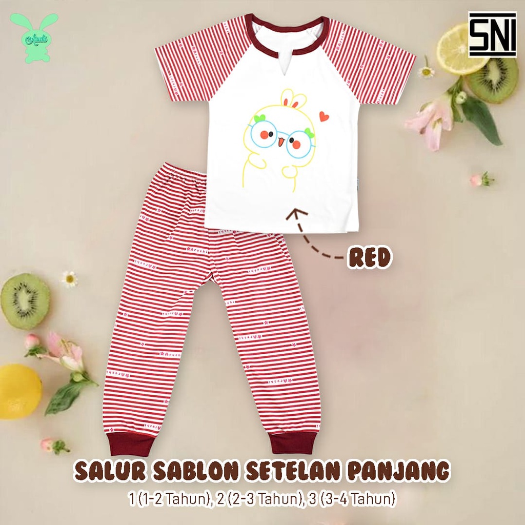 Aruchi Setelan Pendek Panjang Polo Series / Salur Motif- Setelan Anak Murah