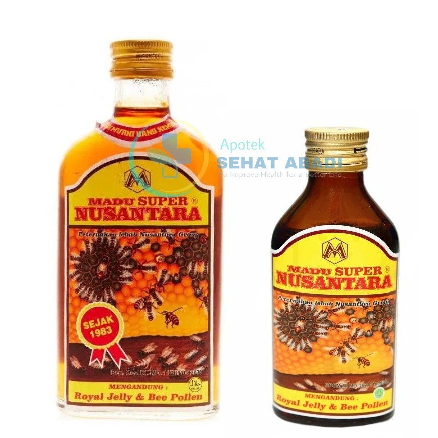 Madu Super Nusantara mengandung royal jelly dan bee pollen ukuran 100ml | 200 ml