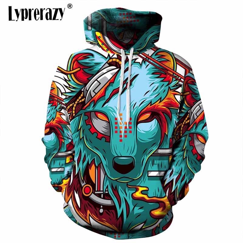 SWEATER KAOS HOODIE TIPIS IMPORT PRIA WANITA EROPA AMERIKA PRINT WOLF SERIGALA 3D WL1
