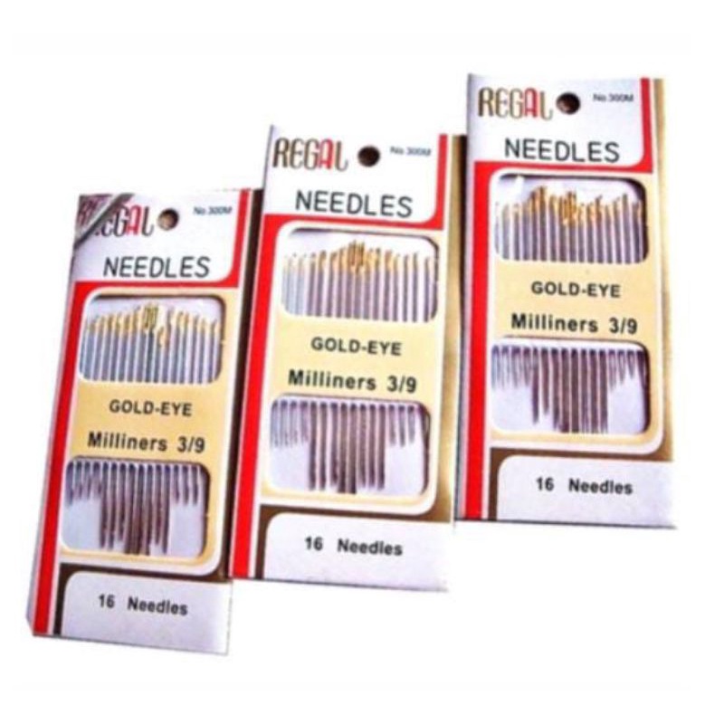 JARUM JAHIT TANGAN REGAL GOLD EYE MILINERS 3/9 isi 16pcs