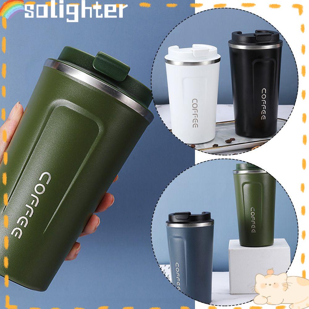 Solighter Cangkir Thermos Kopi Model Dua Lapisan, Berkualitas Tinggi, Untuk Traveling